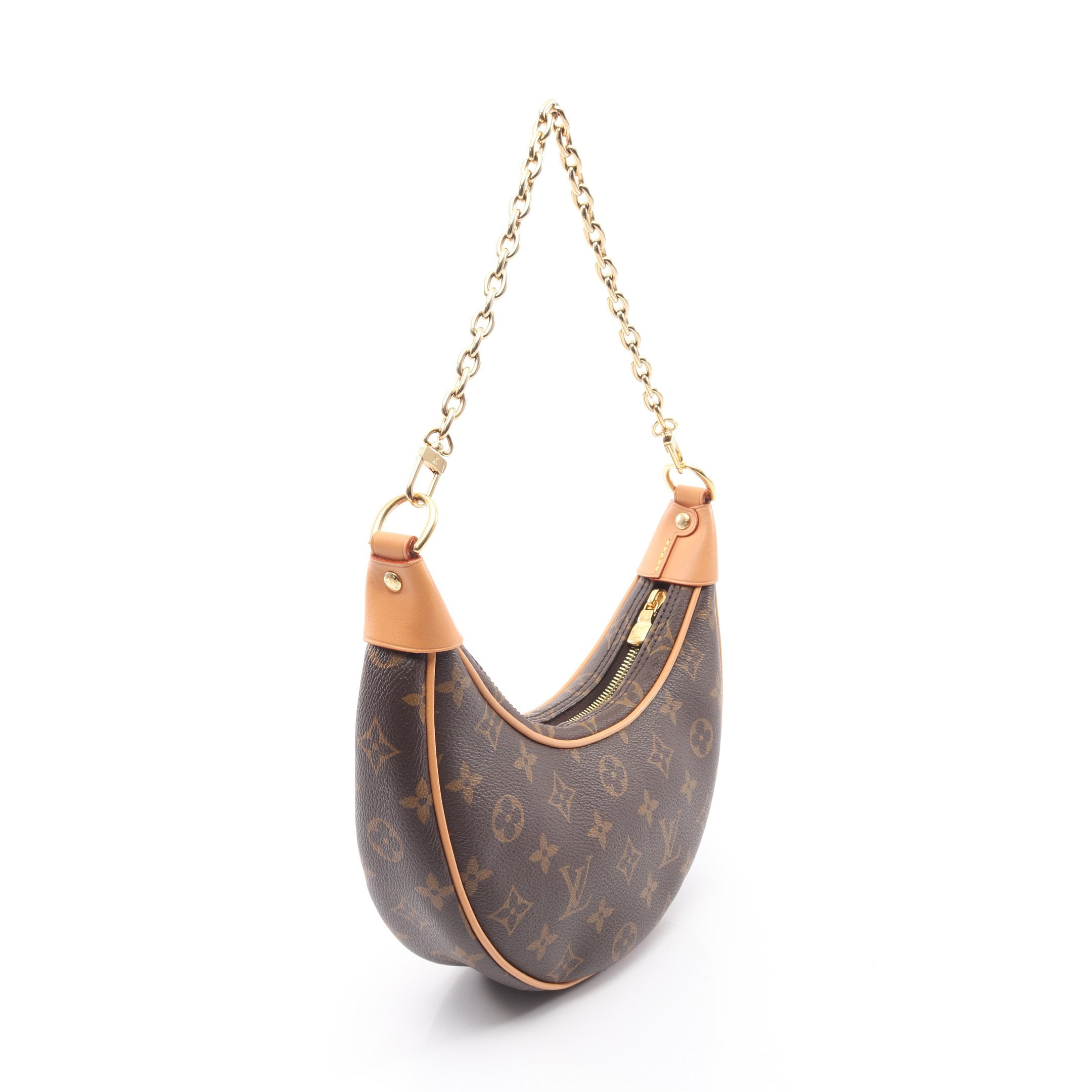 ループ モノグラム チェーンショルダーバッグ PVC レザー ブラウン