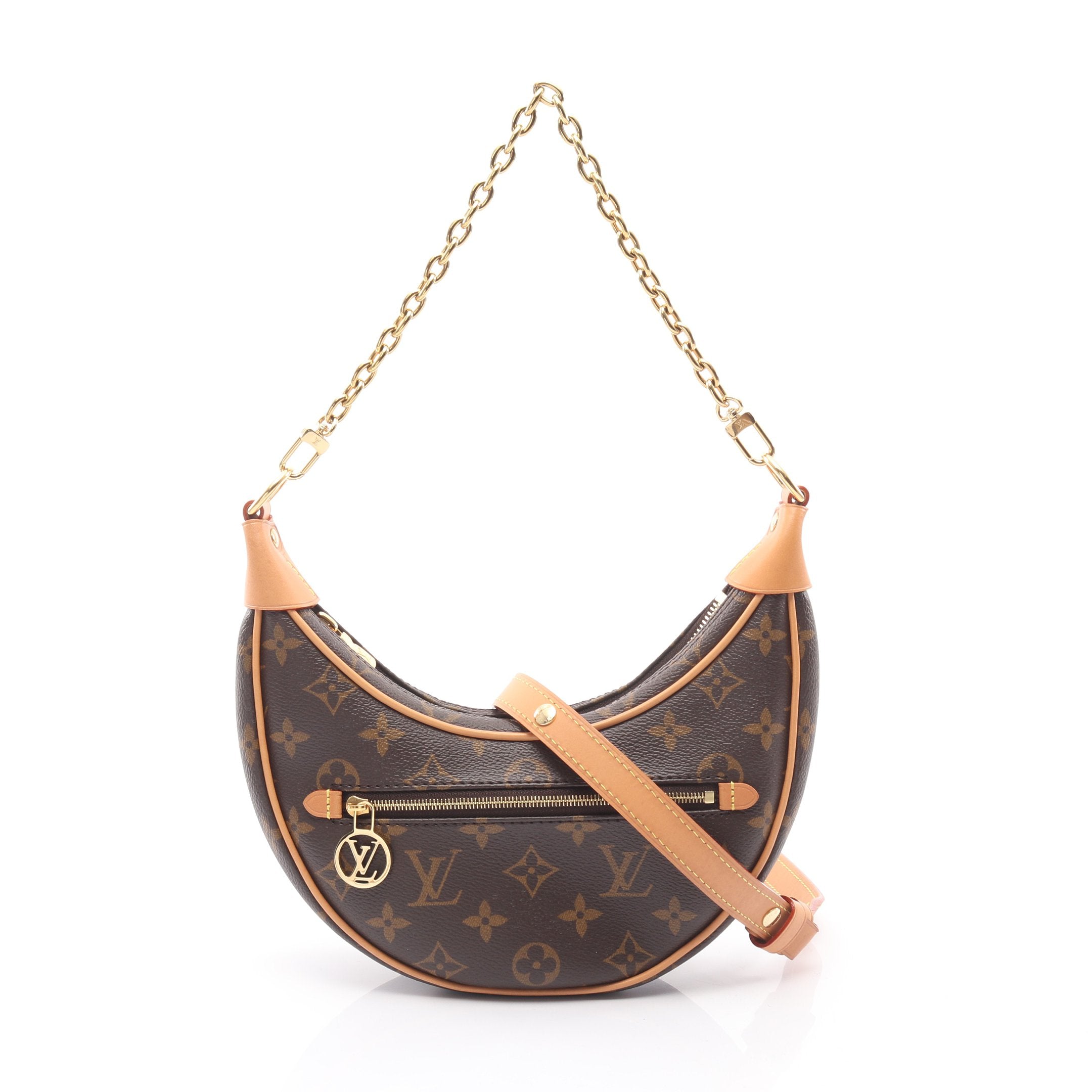 ループ モノグラム チェーンショルダーバッグ PVC レザー ブラウン