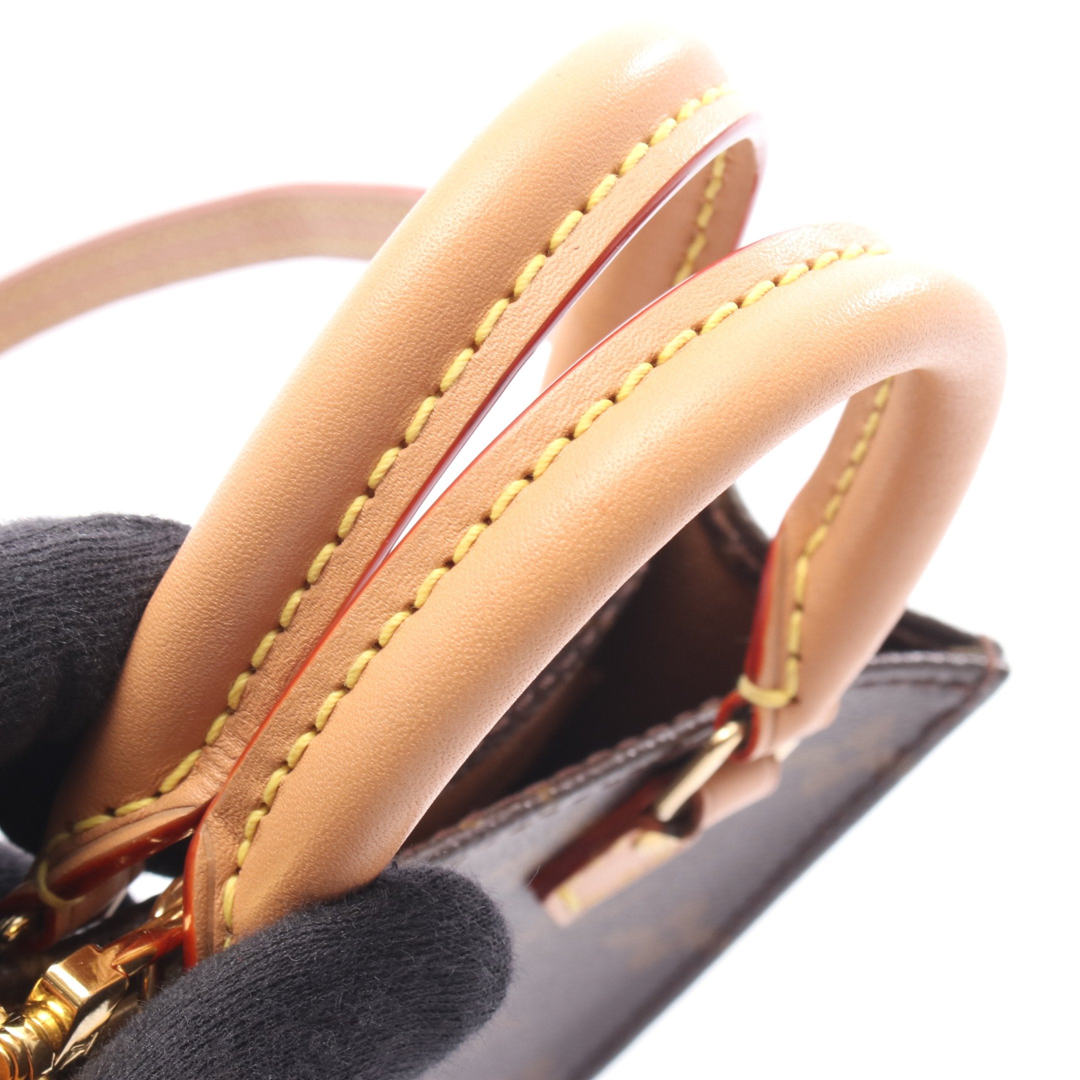 プティット サックプラ モノグラム ハンドバッグ PVC レザー ブラウン