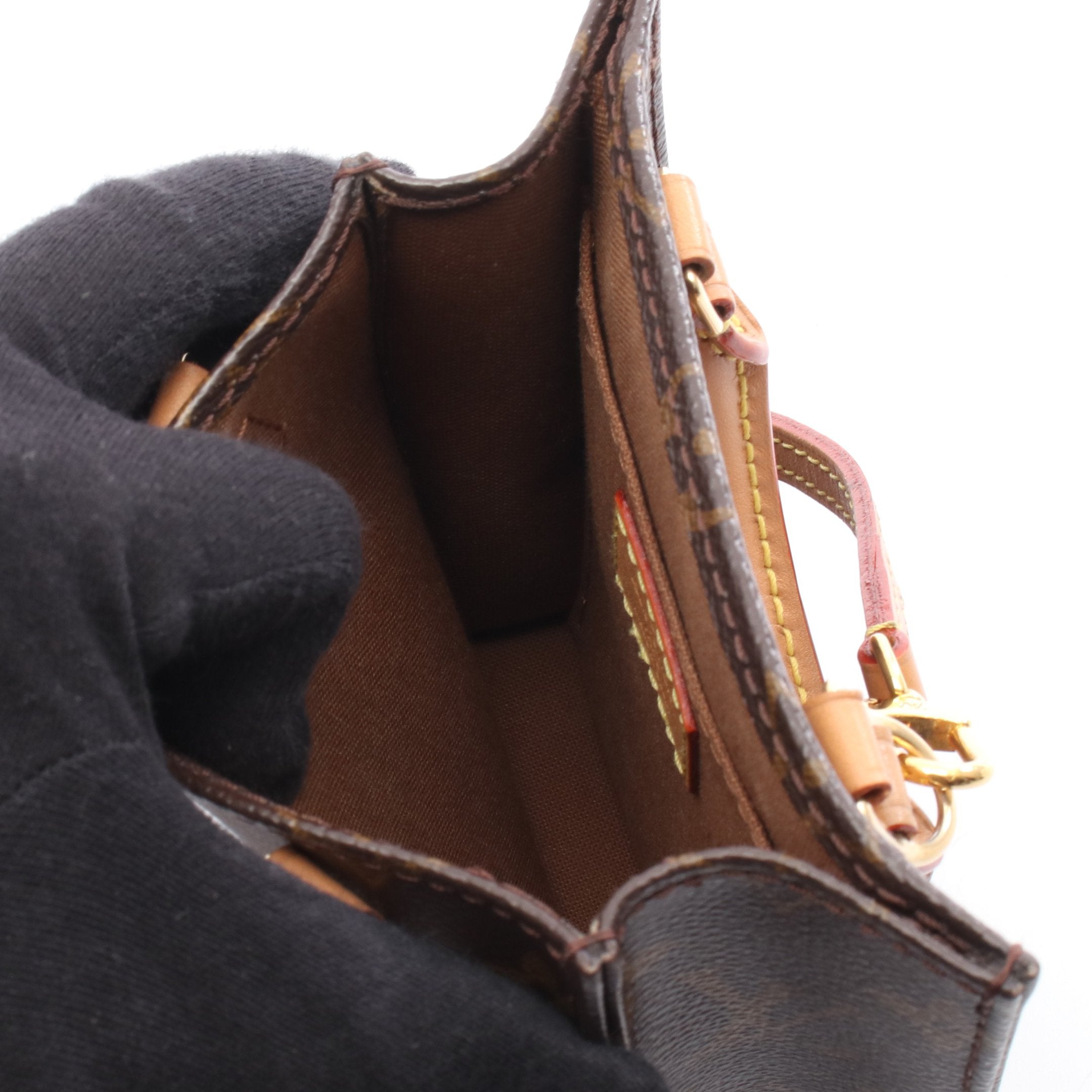 プティット サックプラ モノグラム ハンドバッグ PVC レザー ブラウン