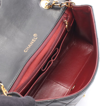 フルフラップ マトラッセ チェーンショルダーバッグ ラムスキン ブラック ゴールド金具 シャネル バッグ CHANEL