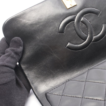 フルフラップ マトラッセ チェーンショルダーバッグ ラムスキン ブラック ゴールド金具 シャネル バッグ CHANEL