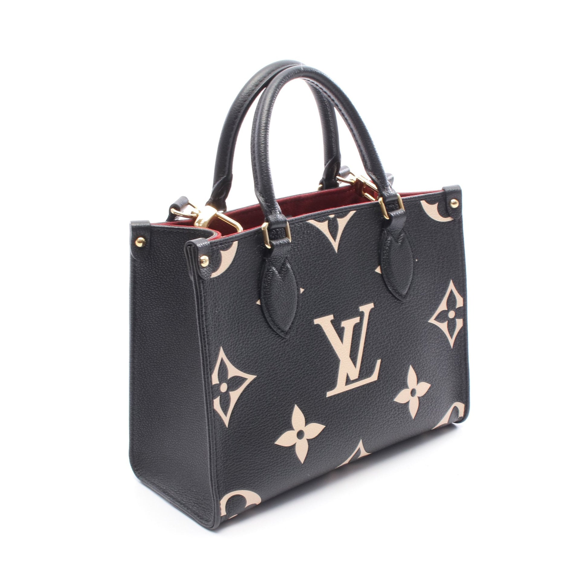 オンザゴーPM バイカラー モノグラムアンプラント ハンドバッグ レザー ブラック ベージュ 2WAY ルイヴィトン バッグ LOUIS VUITTON