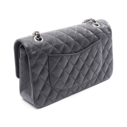 マトラッセ Wフラップ Wチェーンショルダーバッグ キャビアスキン ブラック シルバー金具 シャネル バッグ CHANEL