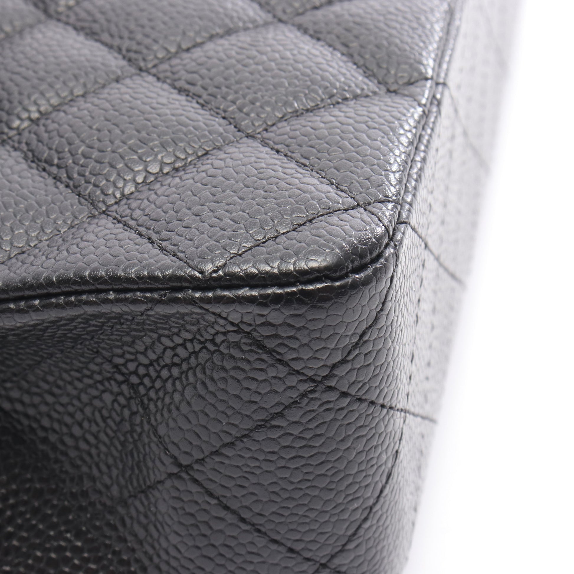 マトラッセ Wフラップ Wチェーンショルダーバッグ キャビアスキン ブラック シルバー金具 シャネル バッグ CHANEL