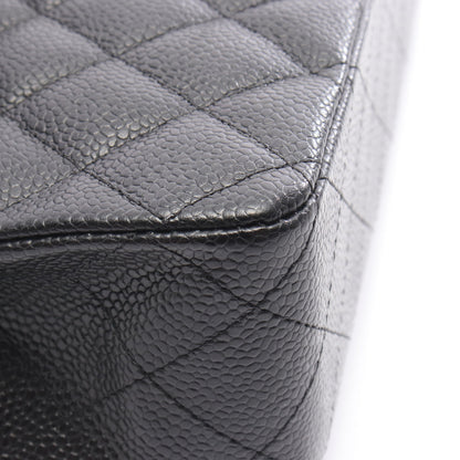 マトラッセ Wフラップ Wチェーンショルダーバッグ キャビアスキン ブラック シルバー金具 シャネル バッグ CHANEL