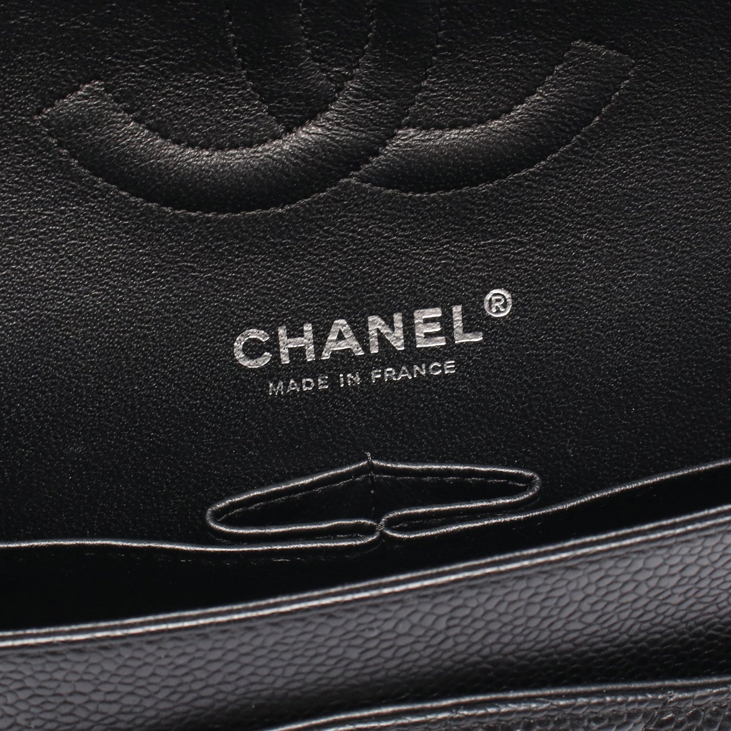 マトラッセ Wフラップ Wチェーンショルダーバッグ キャビアスキン ブラック シルバー金具 シャネル バッグ CHANEL