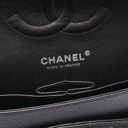 マトラッセ Wフラップ Wチェーンショルダーバッグ キャビアスキン ブラック シルバー金具 シャネル バッグ CHANEL