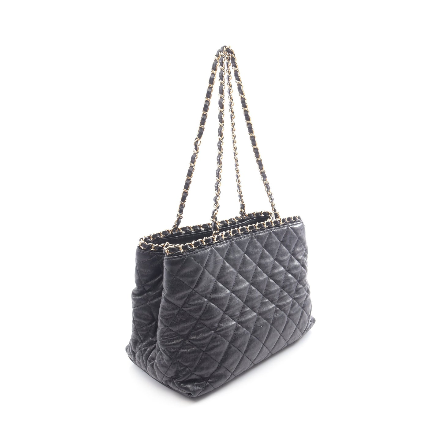 マトラッセ チェーンショルダーバッグ チェーントートバッグ レザー ブラック ゴールド金具 シャネル バッグ CHANEL