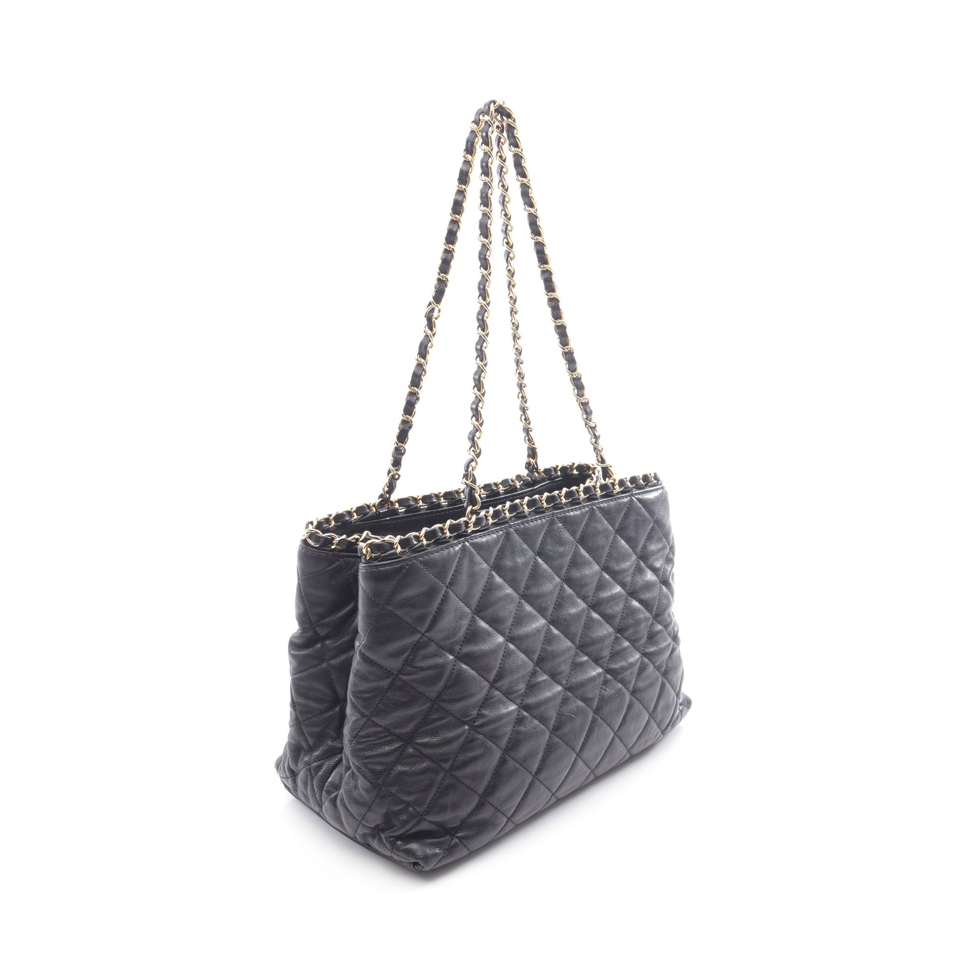 マトラッセ チェーンショルダーバッグ チェーントートバッグ レザー ブラック ゴールド金具 シャネル バッグ CHANEL