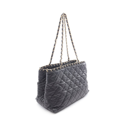 マトラッセ チェーンショルダーバッグ チェーントートバッグ レザー ブラック ゴールド金具 シャネル バッグ CHANEL