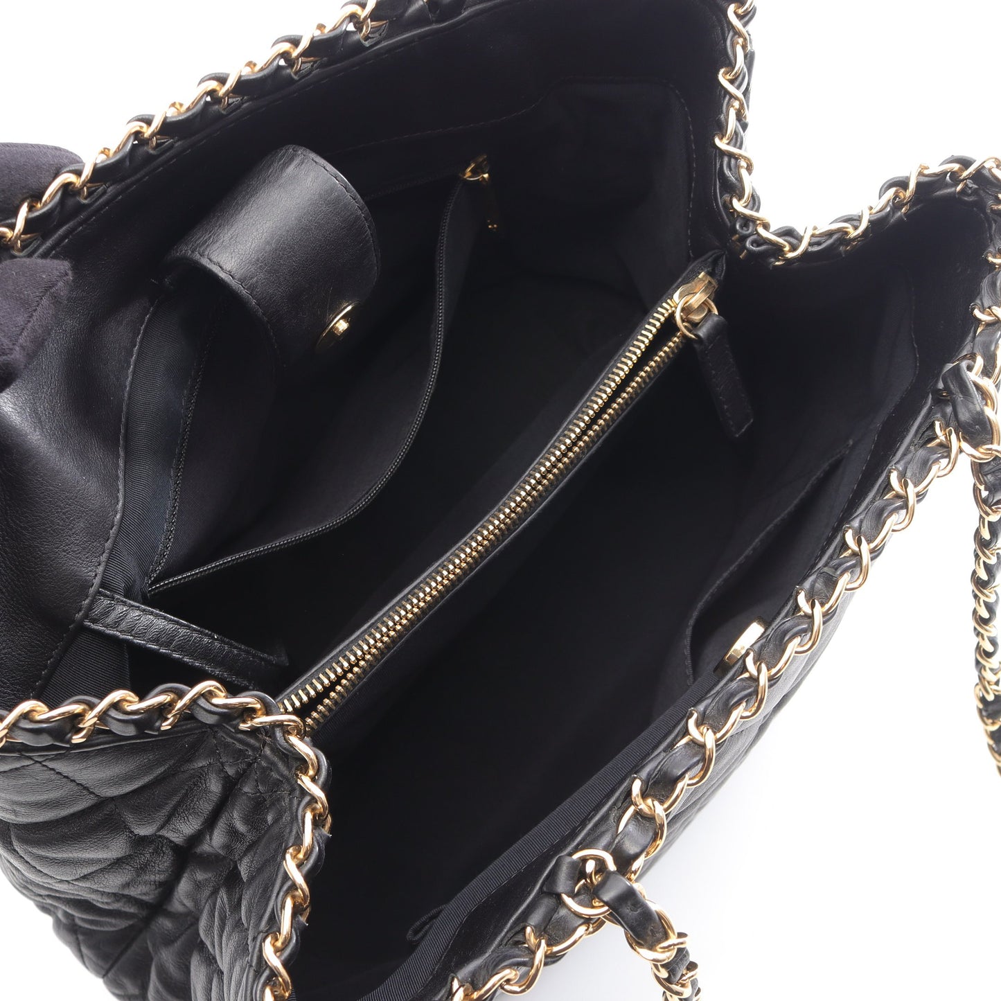 マトラッセ チェーンショルダーバッグ チェーントートバッグ レザー ブラック ゴールド金具 シャネル バッグ CHANEL