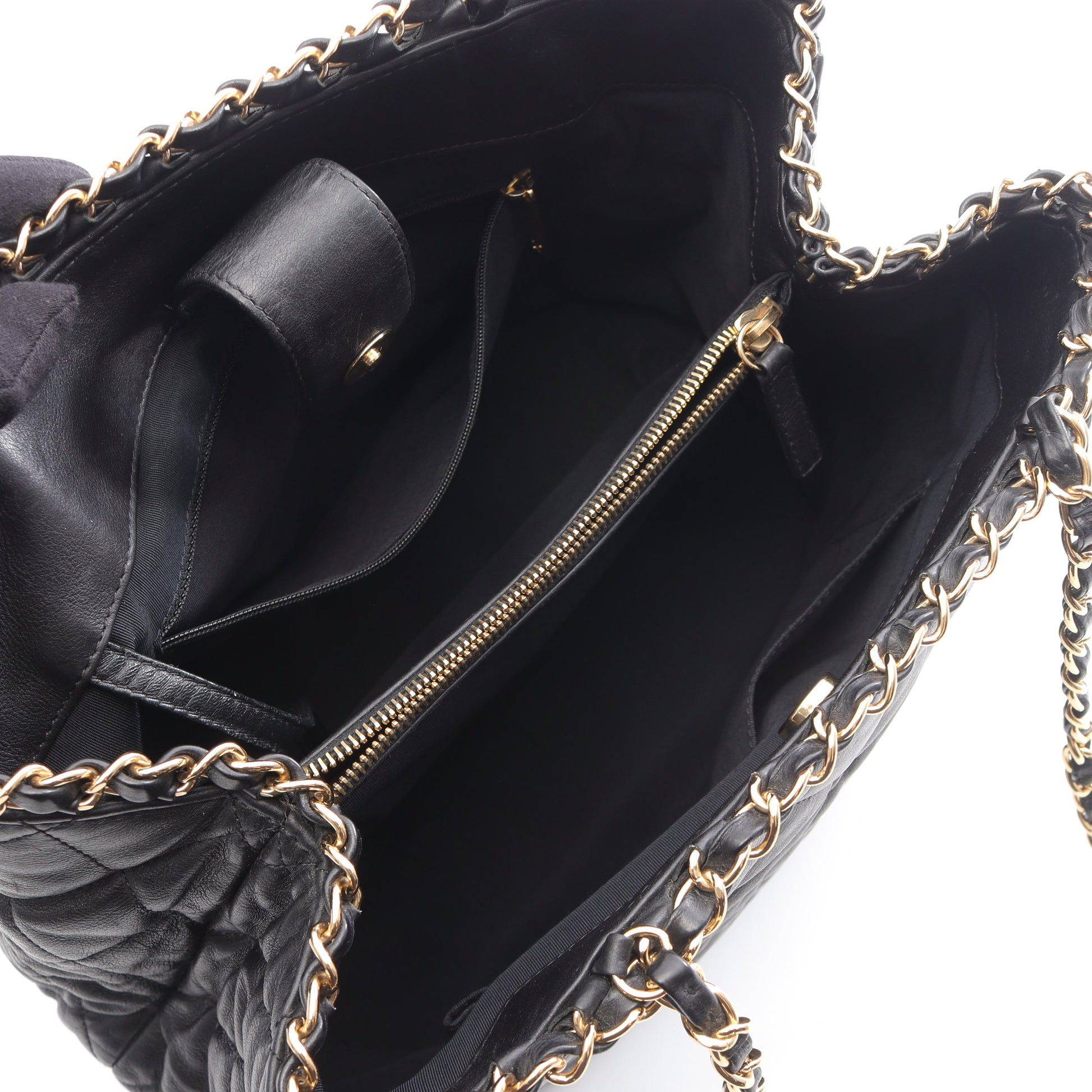 マトラッセ チェーンショルダーバッグ チェーントートバッグ レザー ブラック ゴールド金具 シャネル バッグ CHANEL