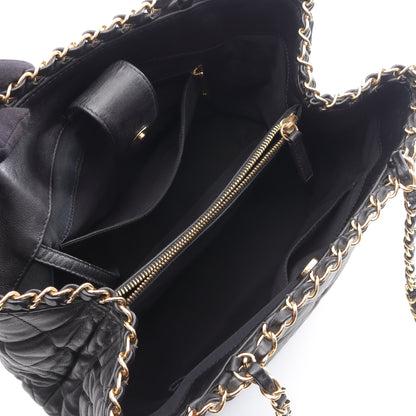 マトラッセ チェーンショルダーバッグ チェーントートバッグ レザー ブラック ゴールド金具 シャネル バッグ CHANEL