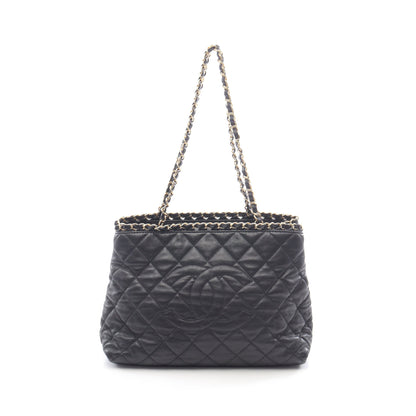 マトラッセ チェーンショルダーバッグ チェーントートバッグ レザー ブラック ゴールド金具 シャネル バッグ CHANEL