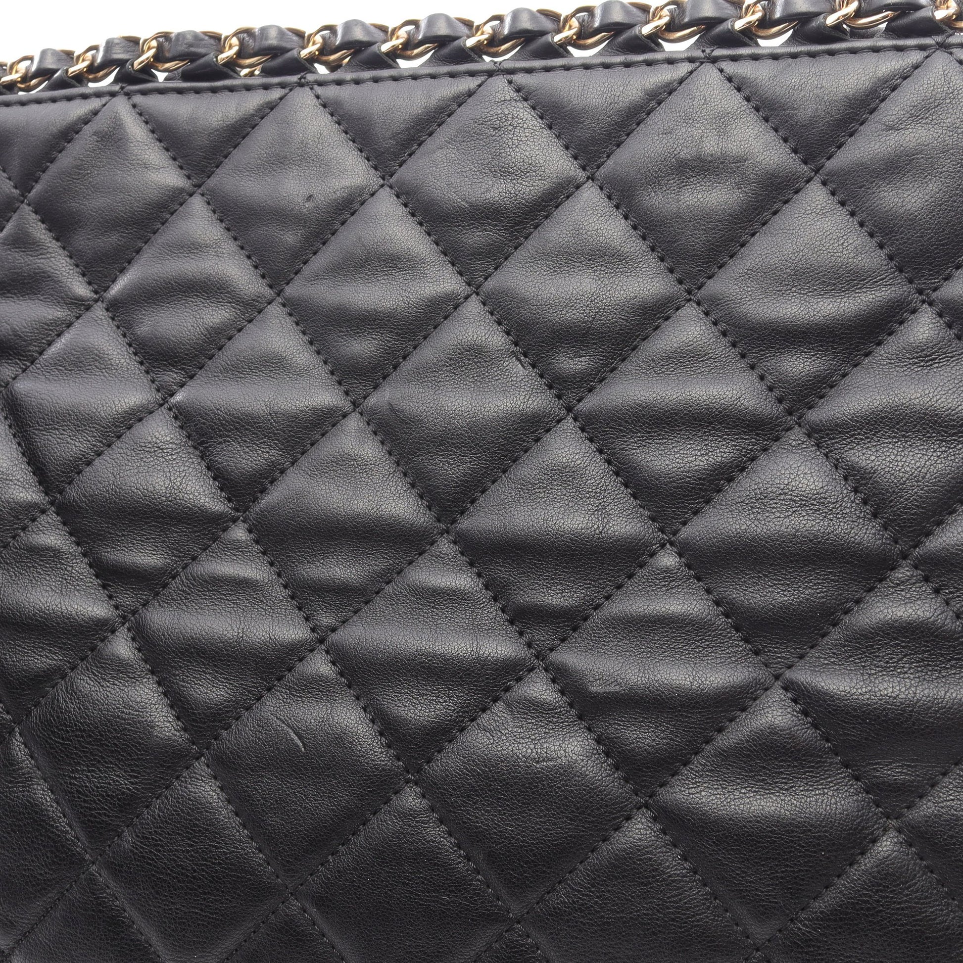マトラッセ チェーンショルダーバッグ チェーントートバッグ レザー ブラック ゴールド金具 シャネル バッグ CHANEL