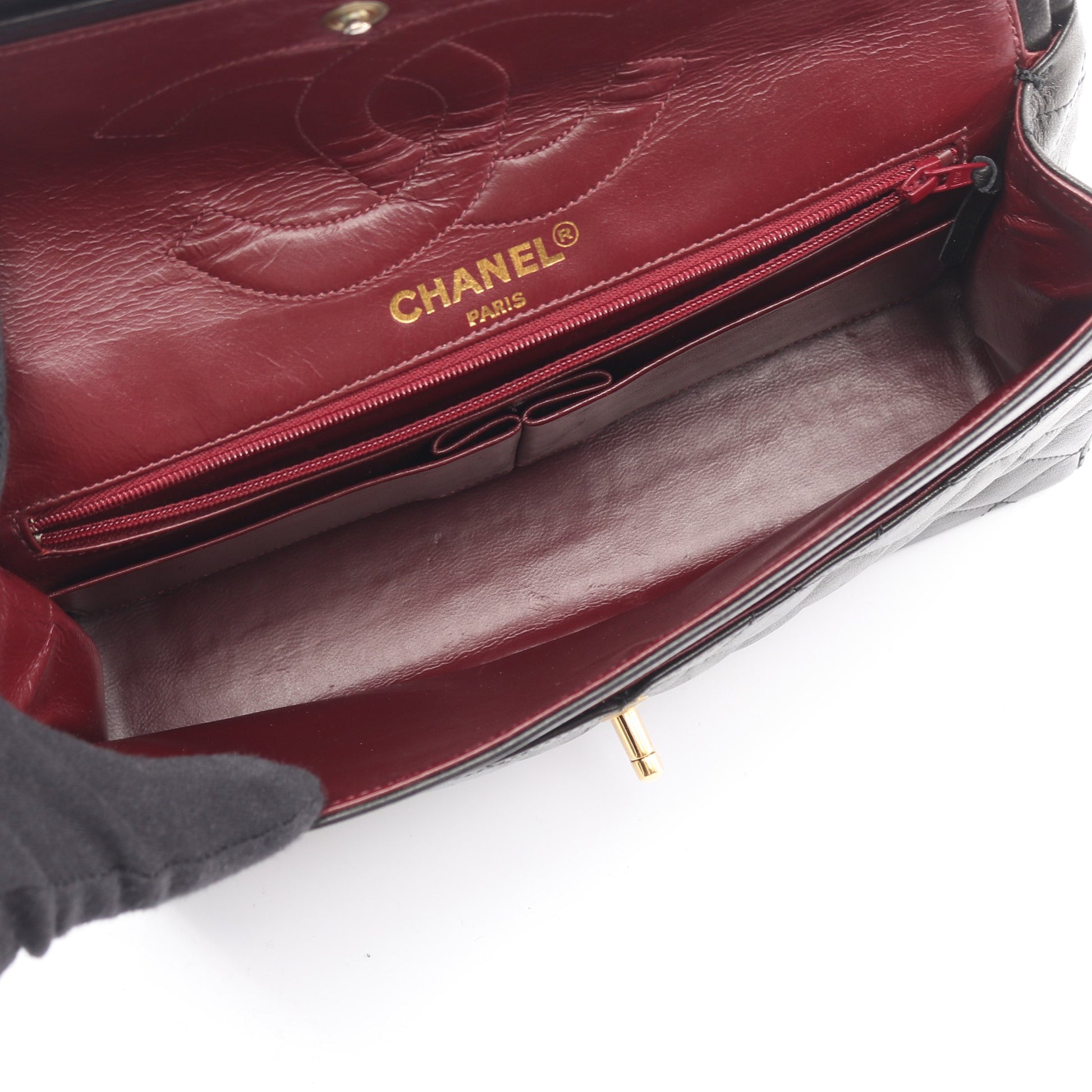 マトラッセ パリ限定 Wフラップ Wチェーンショルダーバッグ ラムスキン ブラック ゴールド金具 シャネル バッグ CHANEL