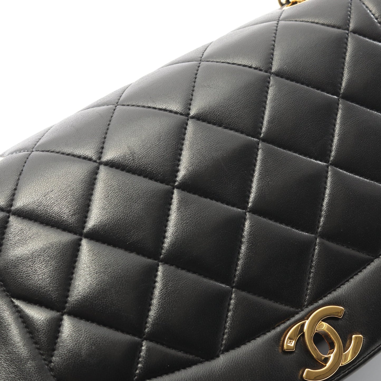 マトラッセ ダイアナフラップ チェーンショルダーバッグ ラムスキン ブラック ゴールド金具 シャネル バッグ CHANEL