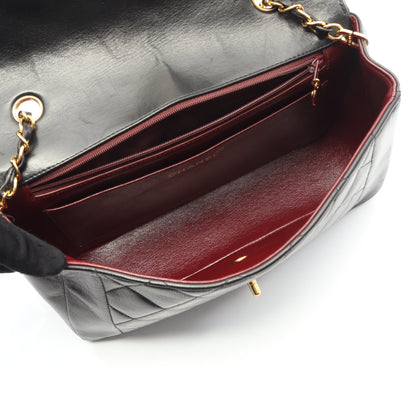マトラッセ ダイアナフラップ チェーンショルダーバッグ ラムスキン ブラック ゴールド金具 シャネル バッグ CHANEL