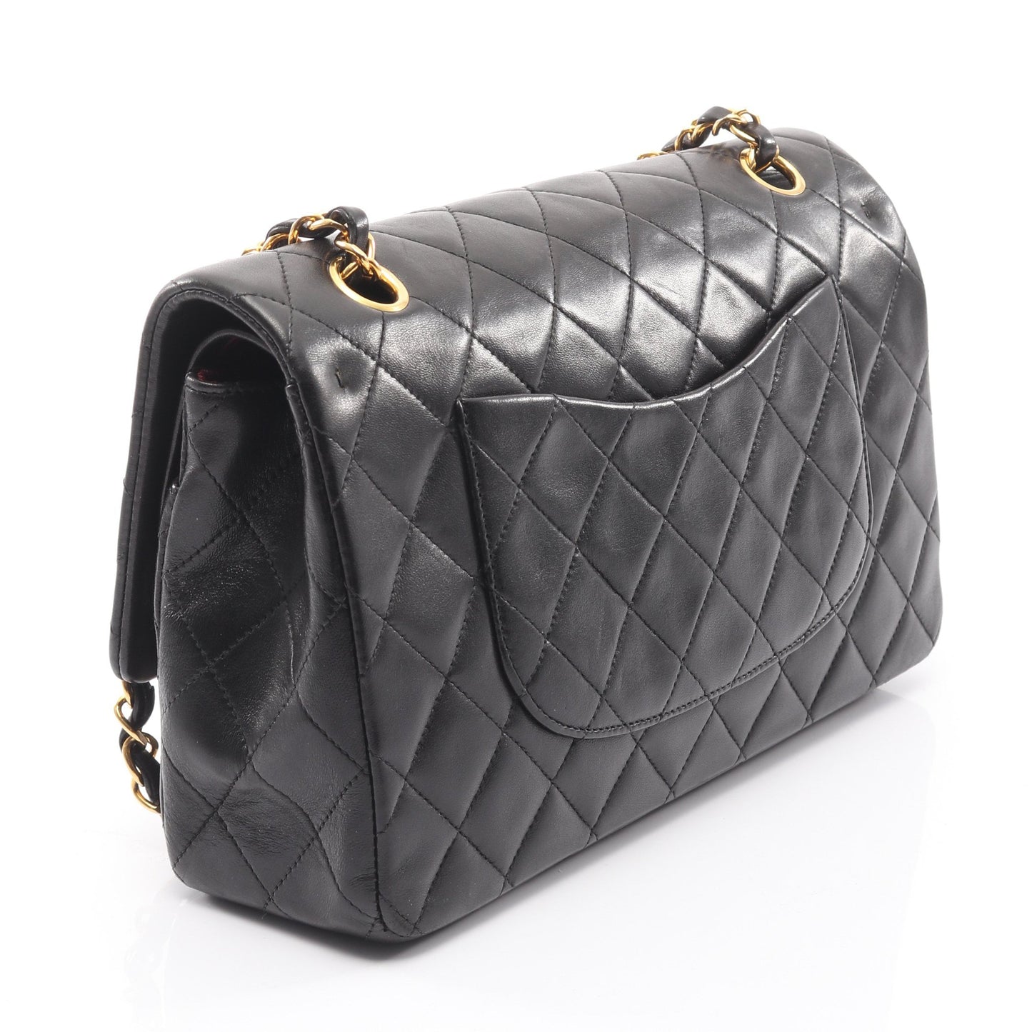 マトラッセ Wフラップ Wチェーンショルダーバッグ ラムスキン ブラック ゴールド金具 シャネル バッグ CHANEL