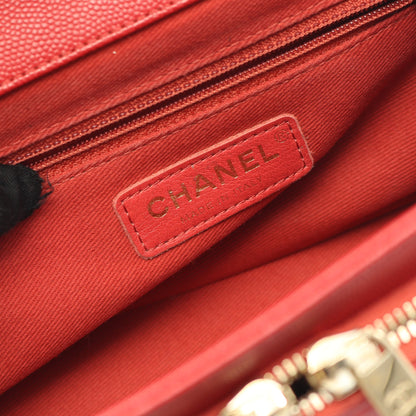 ビジネスアフィニティ マトラッセ チェーンショルダーバッグ キャビアスキン レッド ゴールド金具 2WAY シャネル バッグ CHANEL