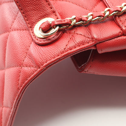 ビジネスアフィニティ マトラッセ チェーンショルダーバッグ キャビアスキン レッド ゴールド金具 2WAY シャネル バッグ CHANEL