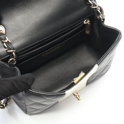 ミニマトラッセ チェーンショルダーバッグ ラムスキン ブラック ホワイト ゴールド金具 バイカラー シャネル バッグ CHANEL