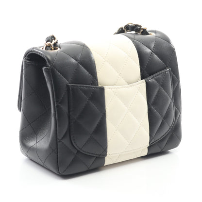 ミニマトラッセ チェーンショルダーバッグ ラムスキン ブラック ホワイト ゴールド金具 バイカラー シャネル バッグ CHANEL