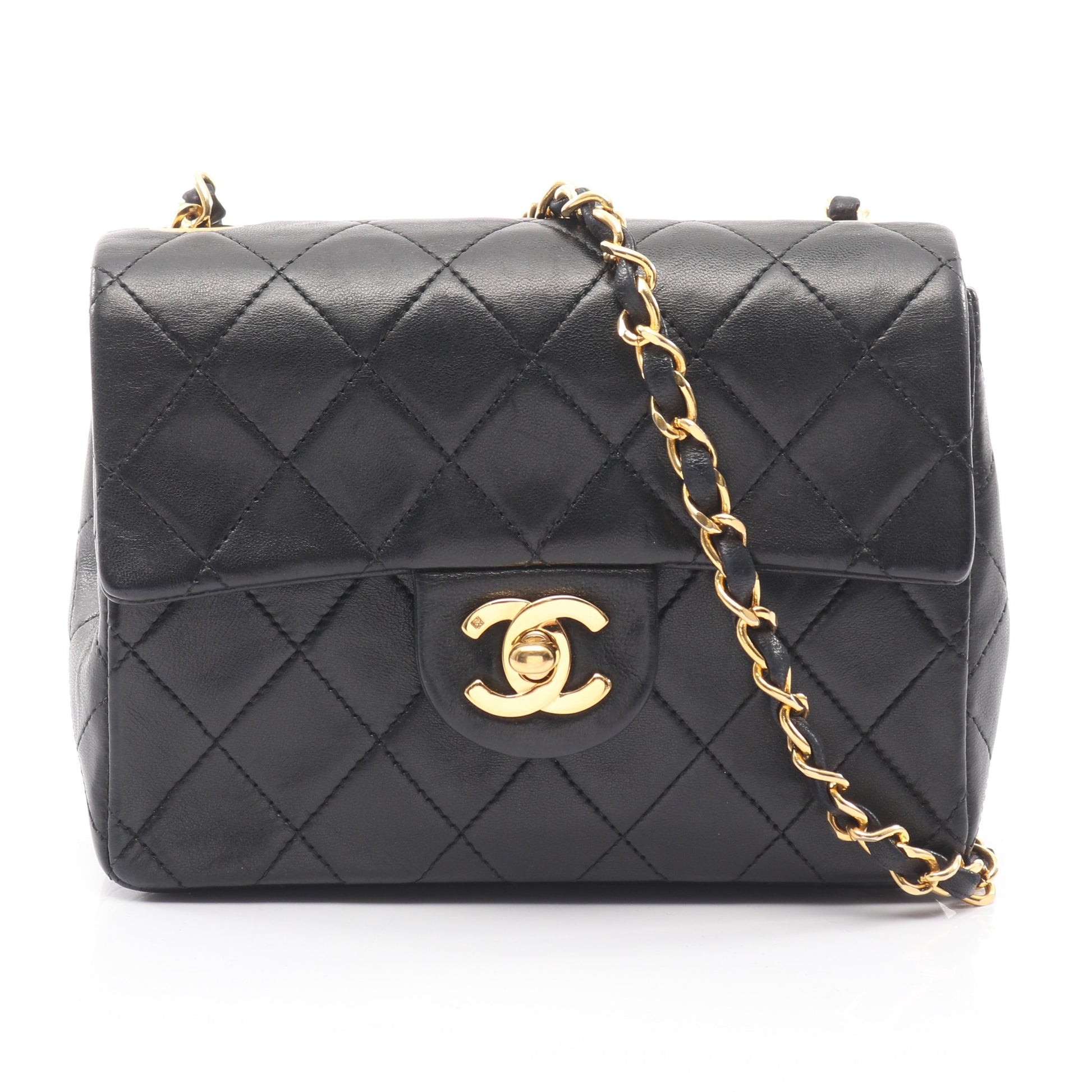 ミニマトラッセ チェーンショルダーバッグ ラムスキン ブラック ゴールド金具 シャネル バッグ CHANEL