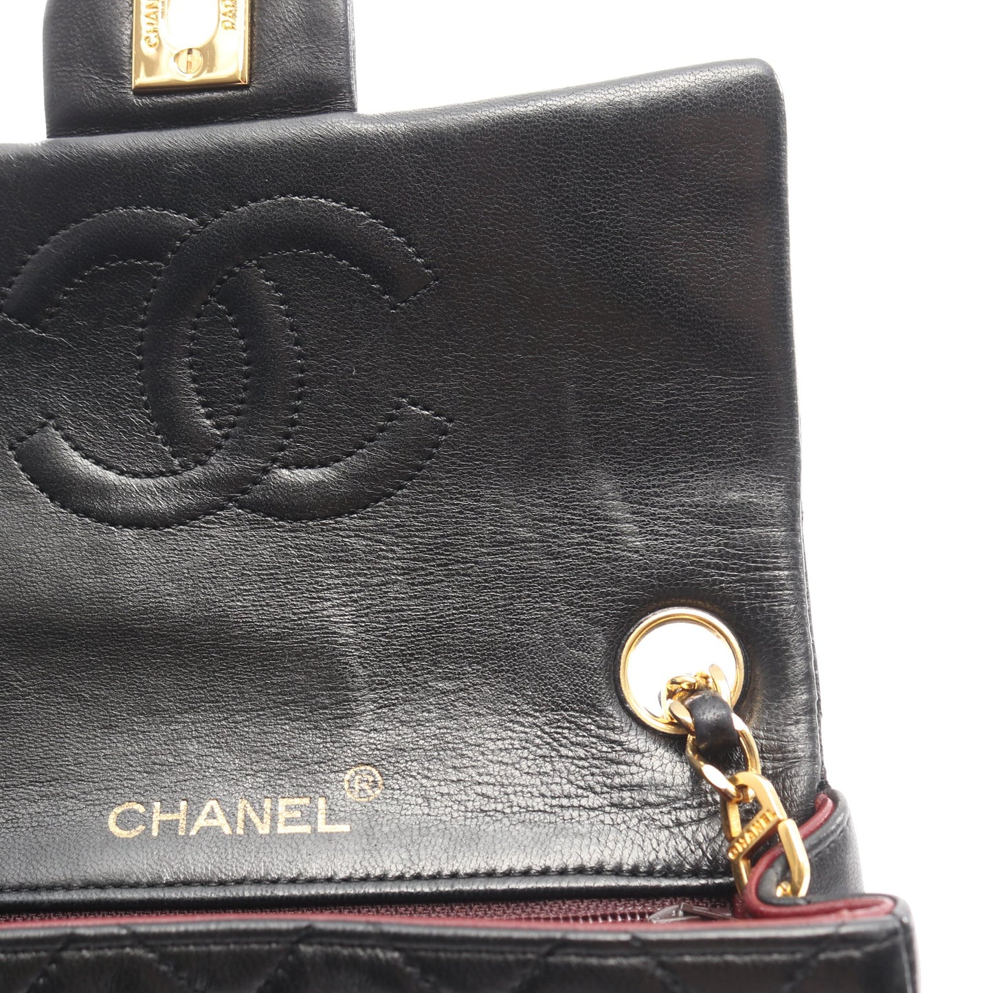 ミニマトラッセ チェーンショルダーバッグ ラムスキン ブラック ゴールド金具 シャネル バッグ CHANEL