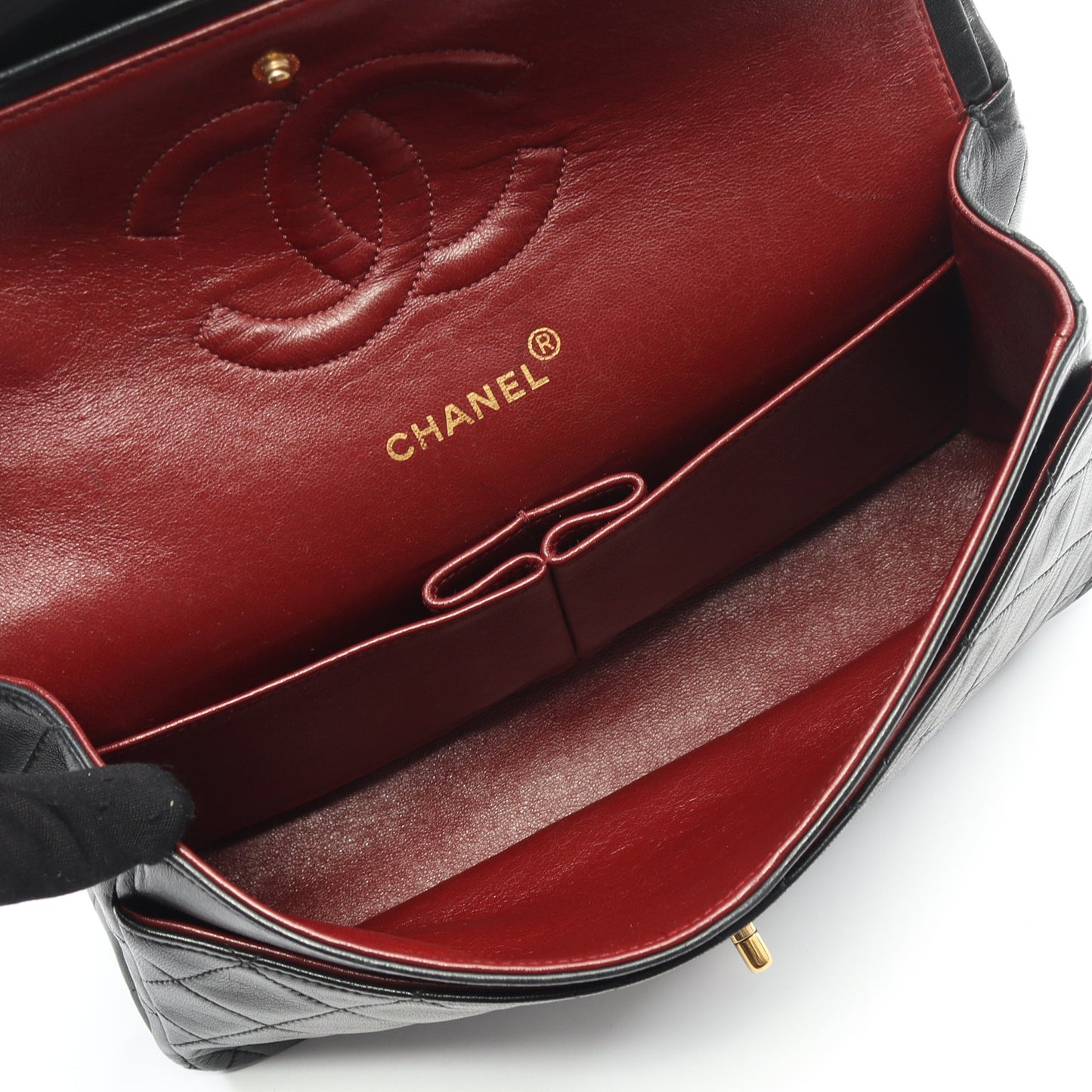 マトラッセ Wフラップ Wチェーンショルダーバッグ ラムスキン ブラック ゴールド金具 ヴィンテージ シャネル バッグ CHANEL