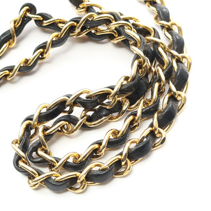 マトラッセ Wフラップ Wチェーンショルダーバッグ ラムスキン ブラック ゴールド金具 ヴィンテージ シャネル バッグ CHANEL