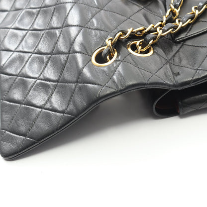 マトラッセ Wフラップ Wチェーンショルダーバッグ ラムスキン ブラック ゴールド金具 ヴィンテージ シャネル バッグ CHANEL