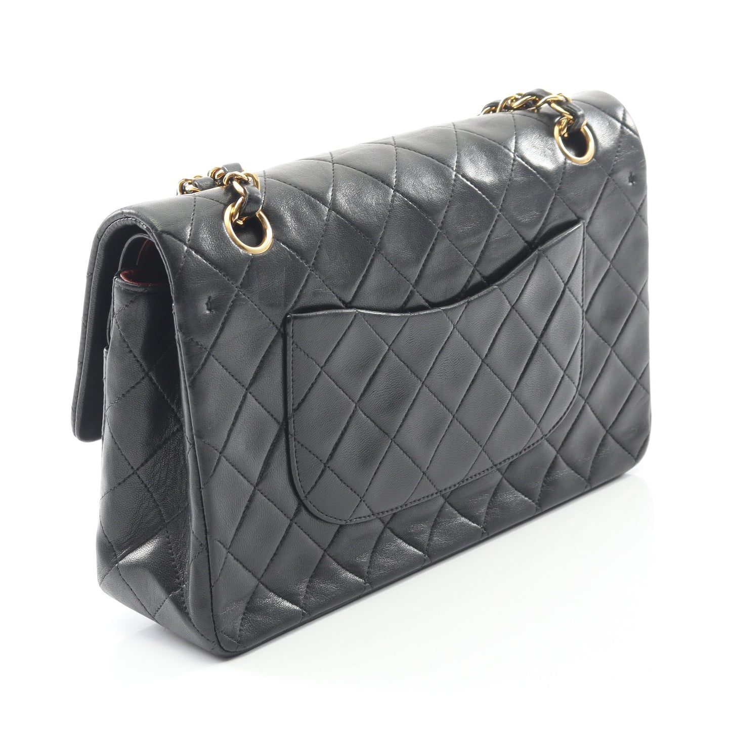 マトラッセ Wフラップ Wチェーンショルダーバッグ ラムスキン ブラック ゴールド金具 ヴィンテージ シャネル バッグ CHANEL