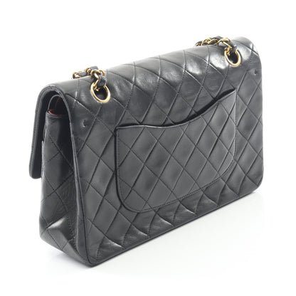マトラッセ Wフラップ Wチェーンショルダーバッグ ラムスキン ブラック ゴールド金具 ヴィンテージ シャネル バッグ CHANEL