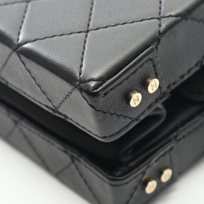 マトラッセ バニティバッグ チェーンショルダーバッグ ラムスキン ブラック ゴールド金具 2WAY シャネル バッグ CHANEL