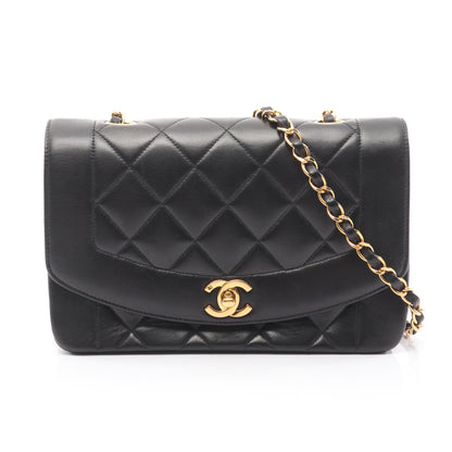 マトラッセ ダイアナフラップ チェーンショルダーバッグ ラムスキン ブラック ゴールド金具 シャネル バッグ CHANEL