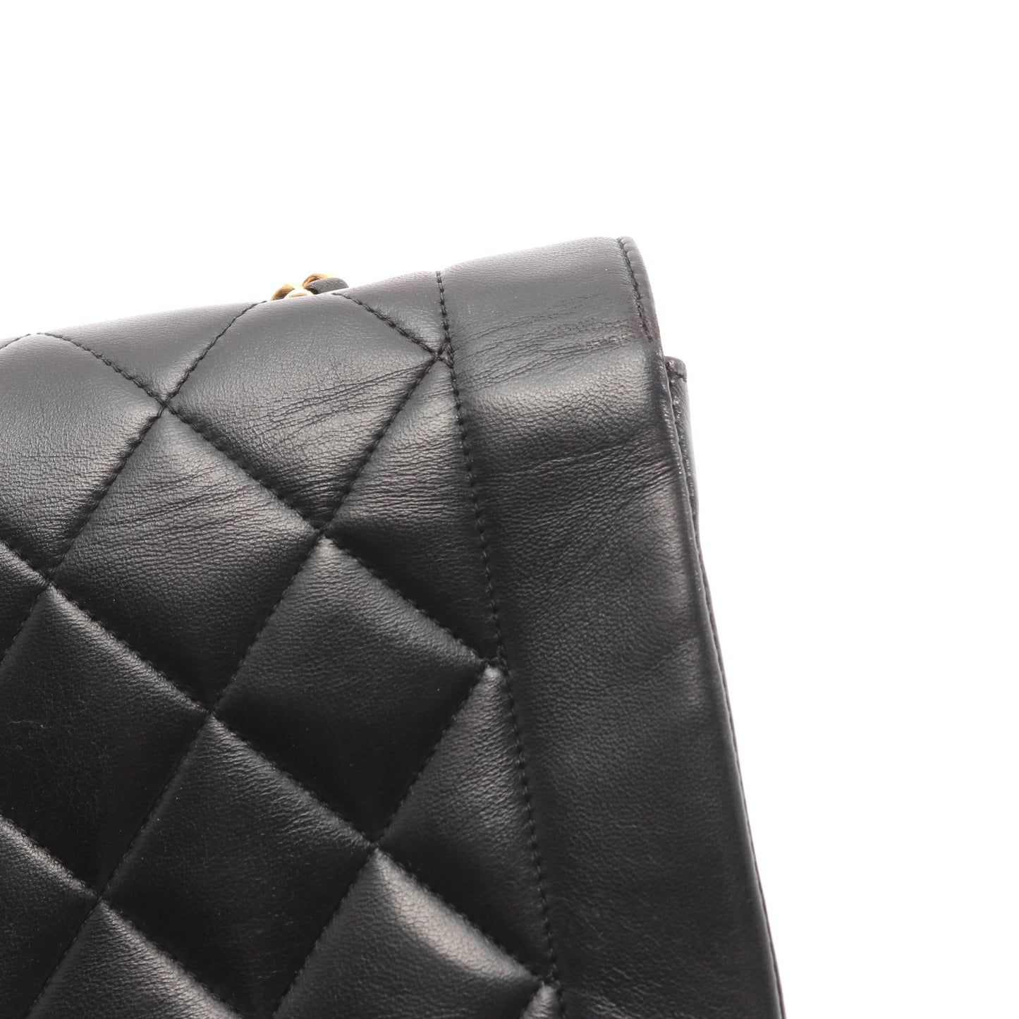 マトラッセ ダイアナフラップ チェーンショルダーバッグ ラムスキン ブラック ゴールド金具 シャネル バッグ CHANEL