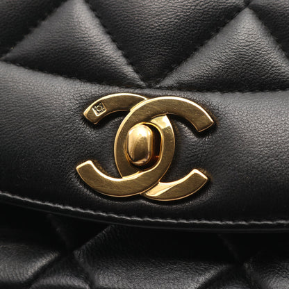 マトラッセ ダイアナフラップ チェーンショルダーバッグ ラムスキン ブラック ゴールド金具 シャネル バッグ CHANEL