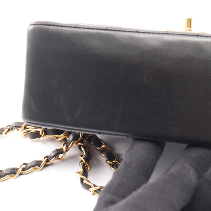 マトラッセ ダイアナフラップ チェーンショルダーバッグ ラムスキン ブラック ゴールド金具 シャネル バッグ CHANEL