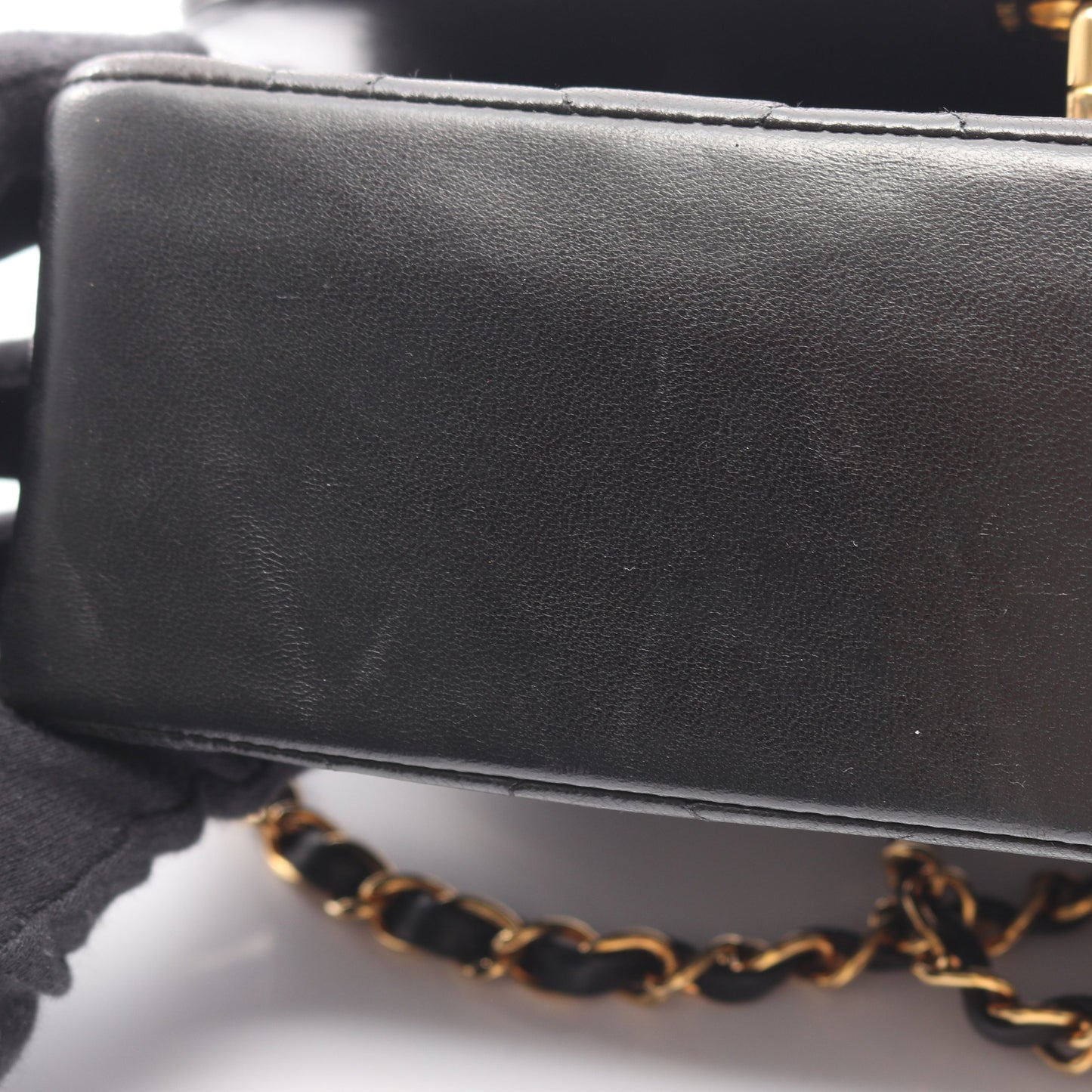 マトラッセ ダイアナフラップ チェーンショルダーバッグ ラムスキン ブラック ゴールド金具 シャネル バッグ CHANEL