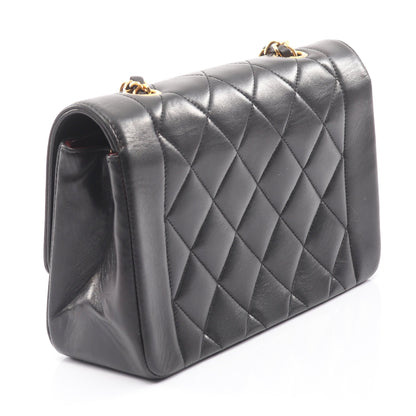 マトラッセ ダイアナフラップ チェーンショルダーバッグ ラムスキン ブラック ゴールド金具 シャネル バッグ CHANEL