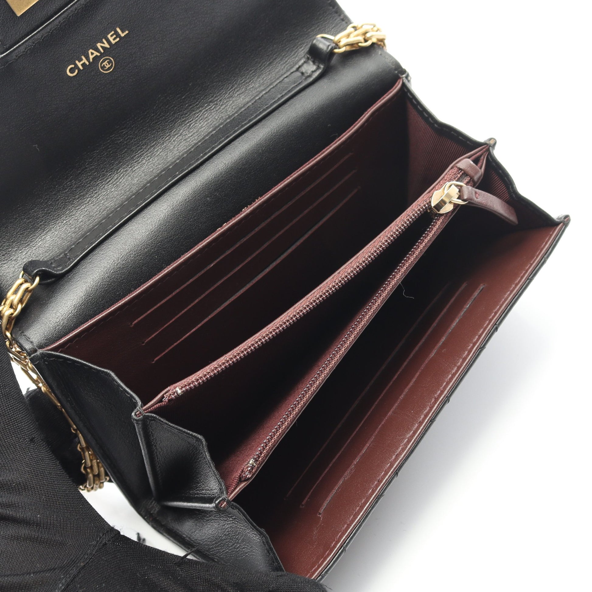 2.55 マトラッセ ミニ チェーンウォレット エイジドカーフスキン ブラック ゴールド金具 シャネル バッグ CHANEL