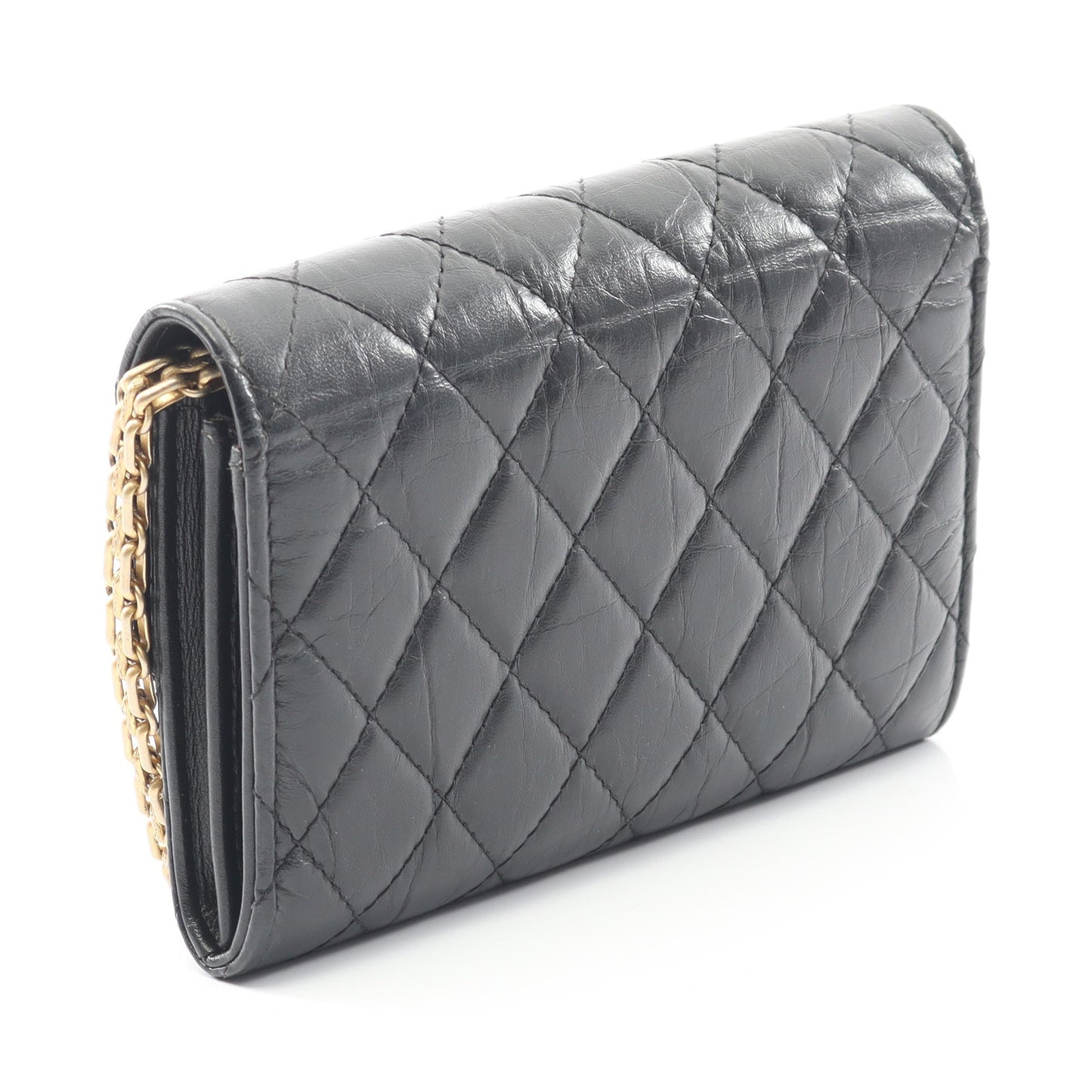2.55 マトラッセ ミニ チェーンウォレット エイジドカーフスキン ブラック ゴールド金具 シャネル バッグ CHANEL
