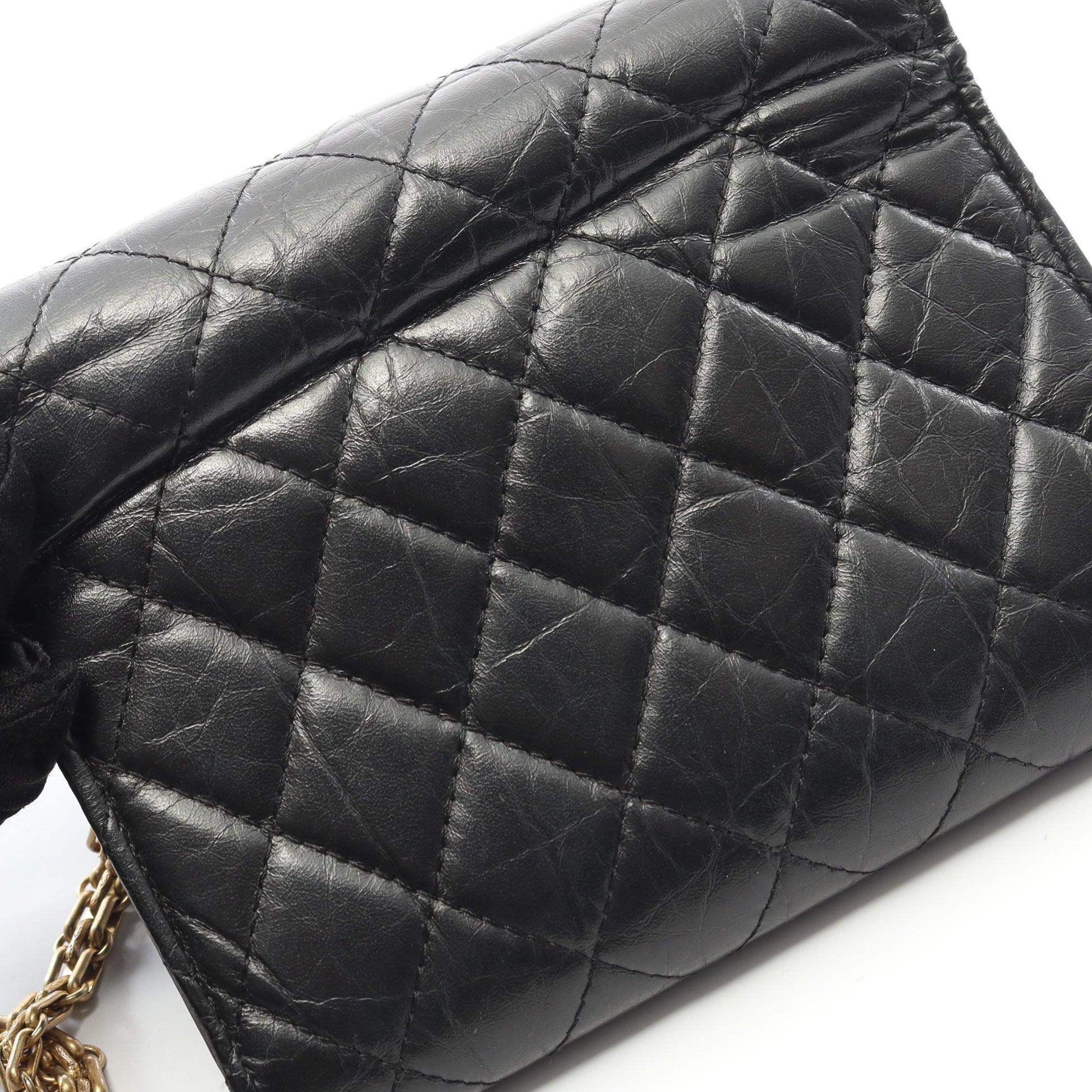 2.55 マトラッセ ミニ チェーンウォレット エイジドカーフスキン ブラック ゴールド金具 シャネル バッグ CHANEL