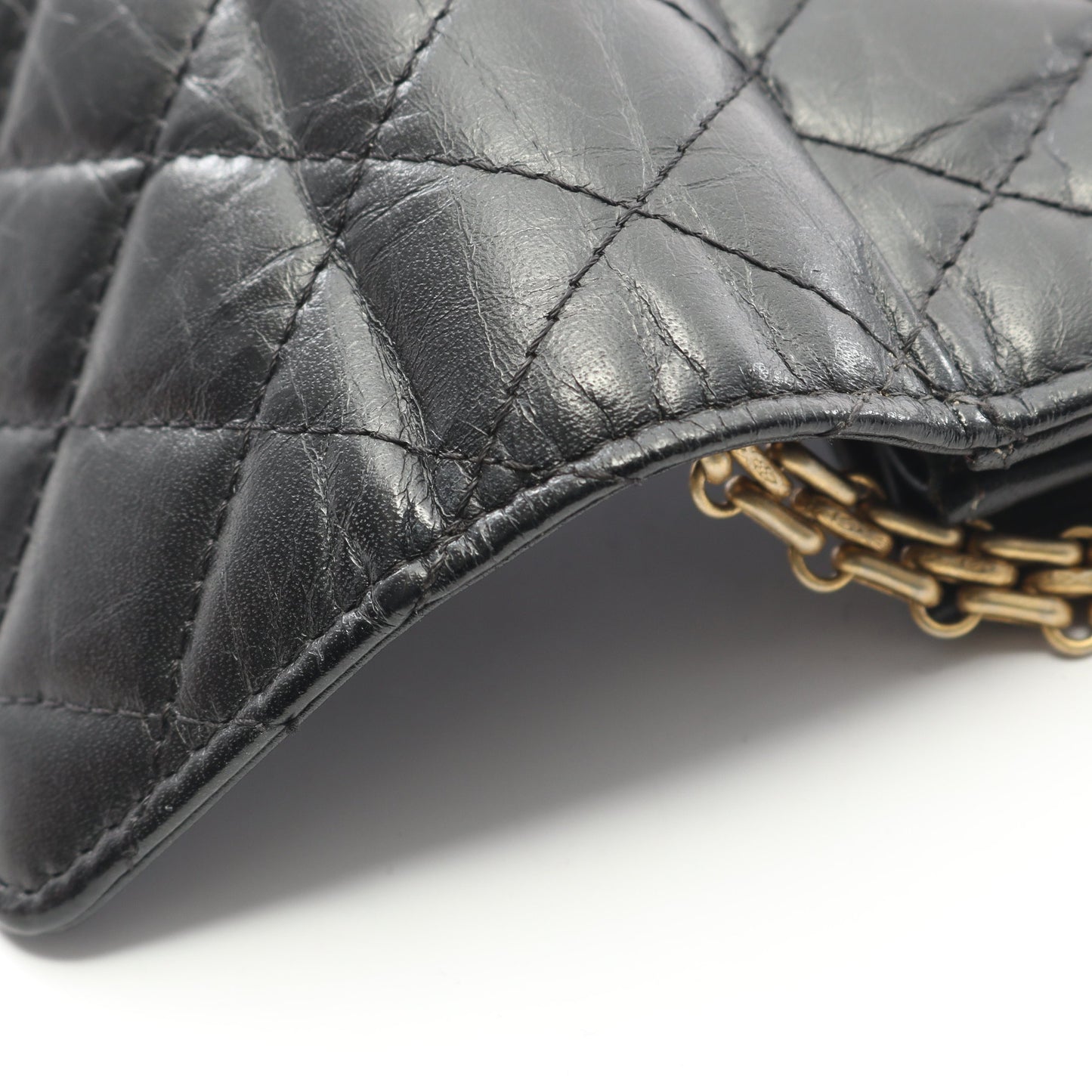2.55 マトラッセ ミニ チェーンウォレット エイジドカーフスキン ブラック ゴールド金具 シャネル バッグ CHANEL