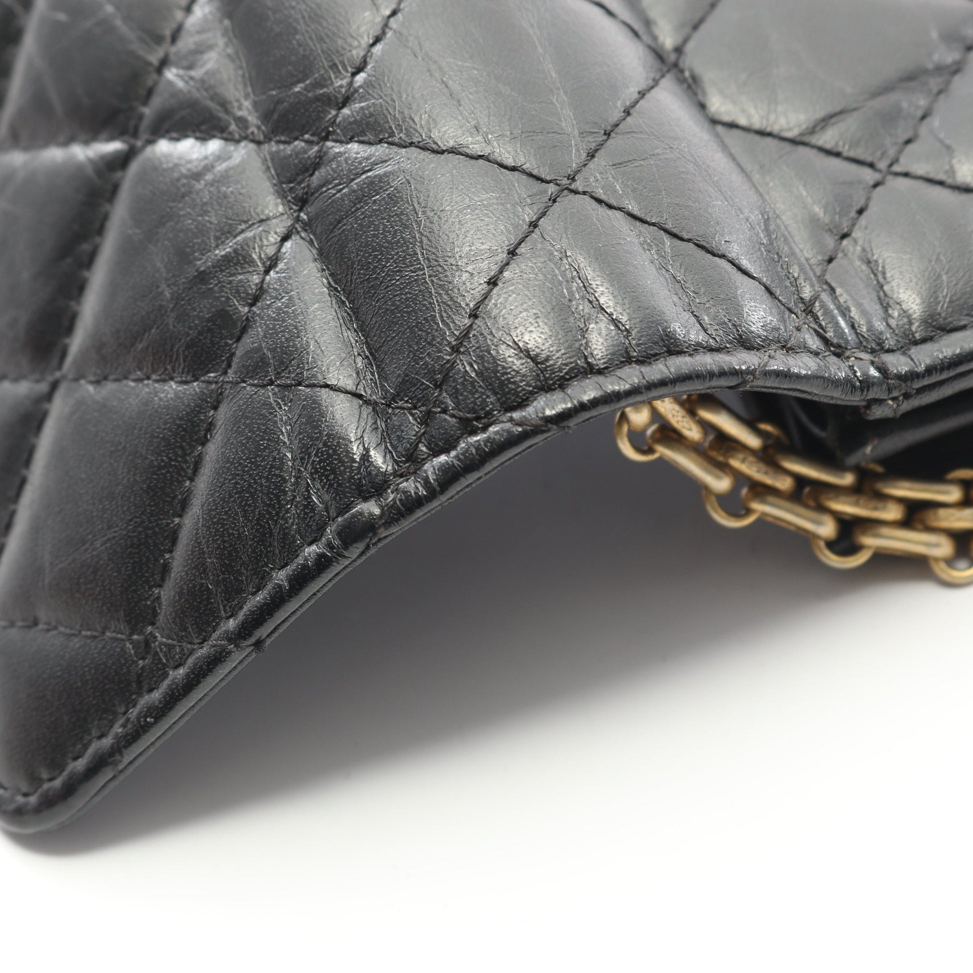 2.55 マトラッセ ミニ チェーンウォレット エイジドカーフスキン ブラック ゴールド金具 シャネル バッグ CHANEL