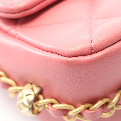マトラッセ スモール チェーンショルダーバッグ ラムスキン ピンク ゴールド金具 シャネル バッグ CHANEL