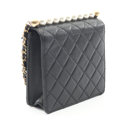マトラッセ チェーンショルダーバッグ ラムスキン ブラック ゴールド金具 シャネル バッグ CHANEL
