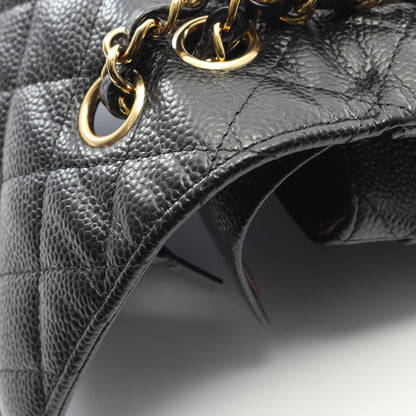 マトラッセ Wフラップ Wチェーンショルダーバッグ キャビアスキン ブラック ゴールド金具 シャネル バッグ CHANEL